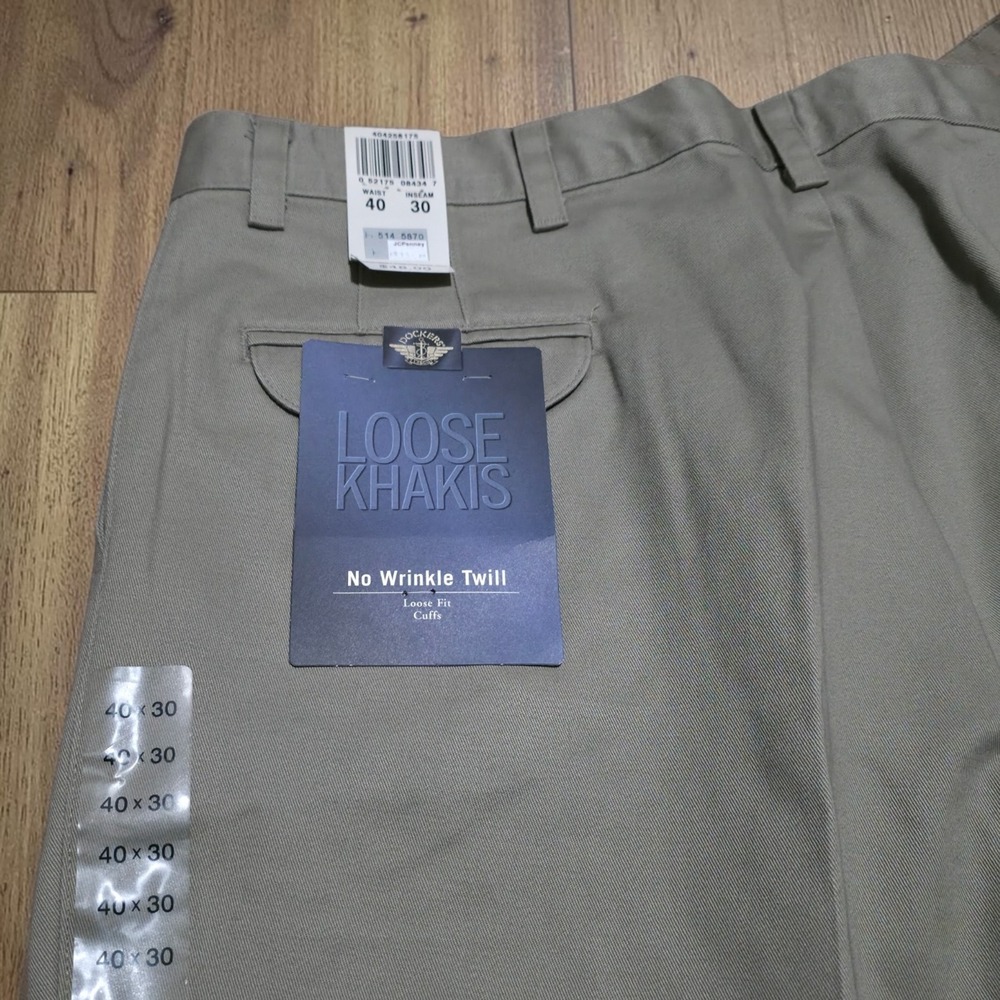 Vintage Khaki Dockers Mens Loose Fit Trousers Dress Pants Size 40 x 30 Deadstock